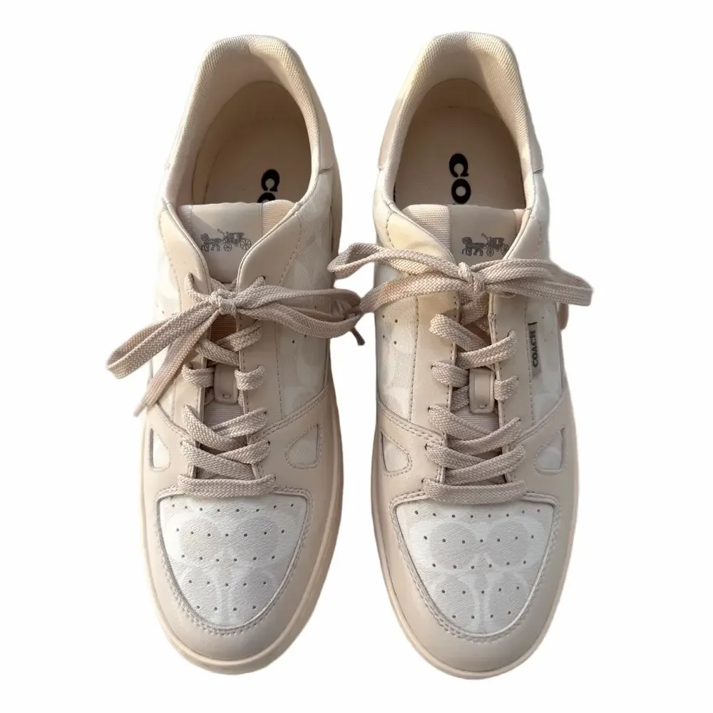 Coach Clip Court Sneaker Men's Size 12D Signature Chalk Casual C8965 EUC